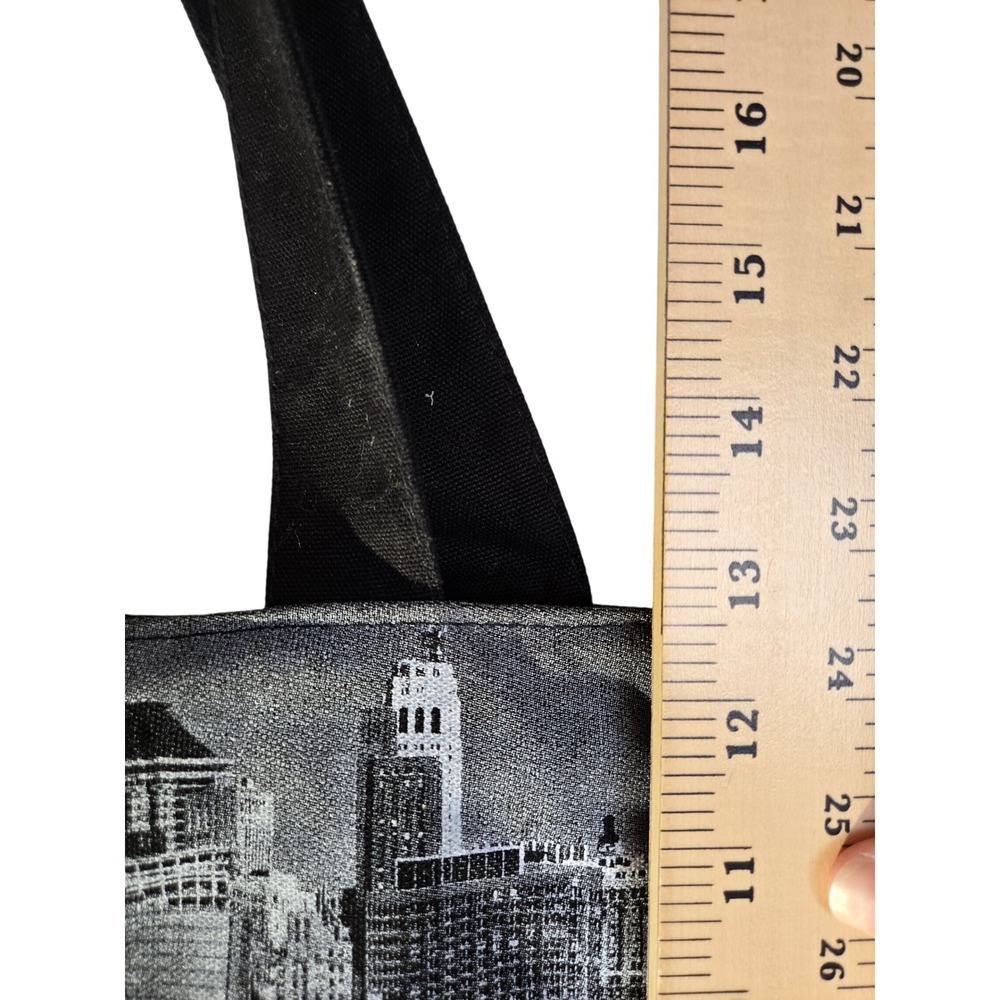 Robin Ruth New York Statue of Liberty Canvas Tote Bag Black Teal NYC Skyline - Picture 9 of 10